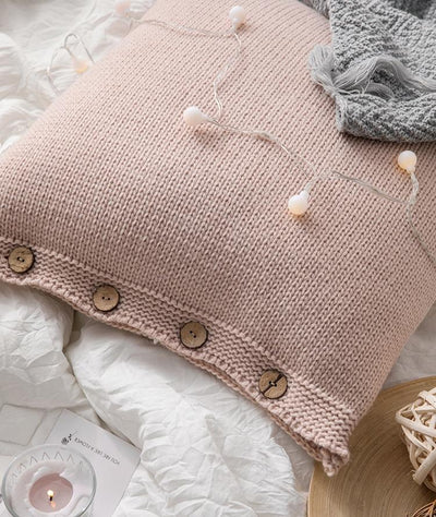 Coussin Tricot Rose