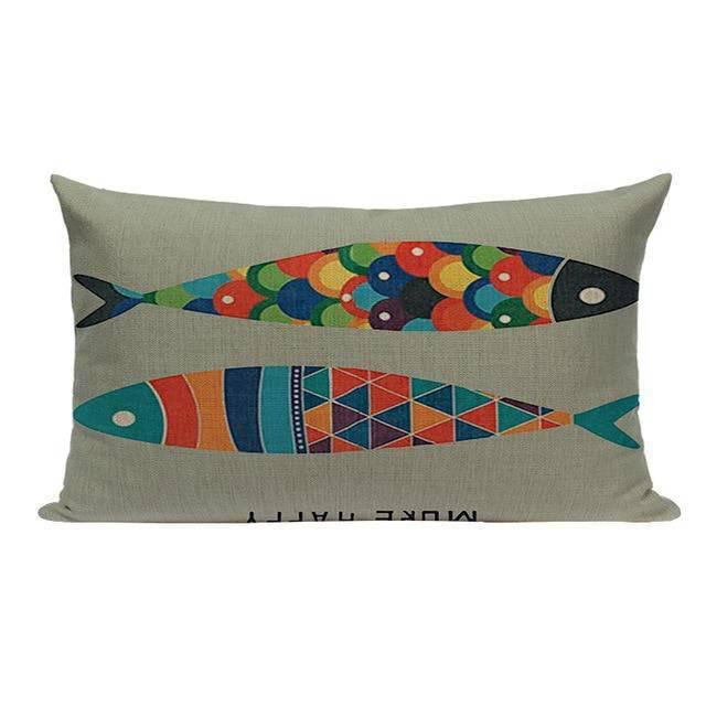 Coussin Bord de Mer Poisson Multicolore