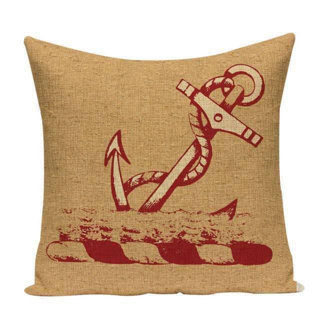 Coussin Bord de Mer Ancre Rouge