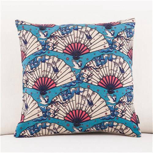 Coussin Japonais Éventail Corail