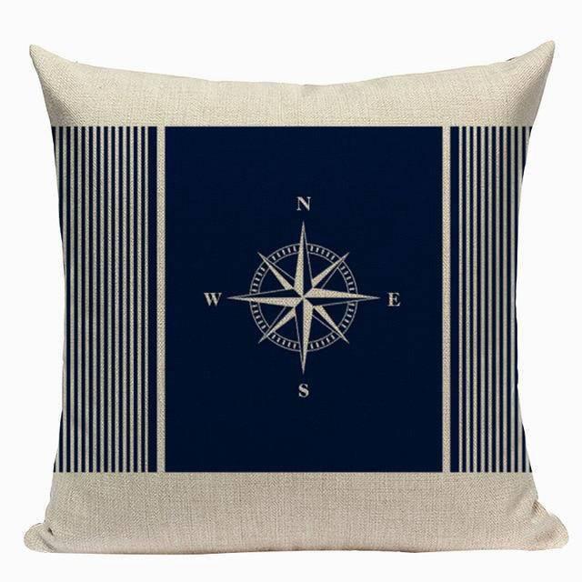Coussin Bord de Mer Blue Compass
