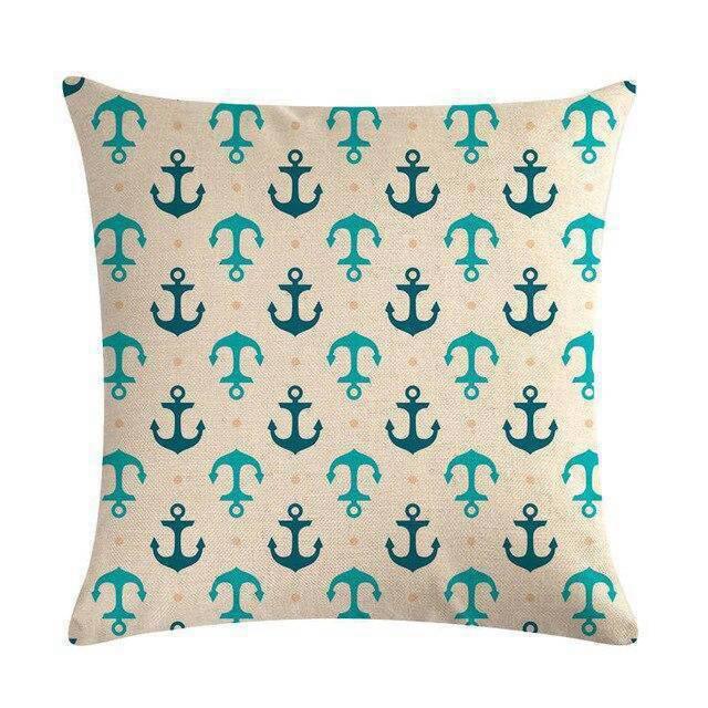 Coussin Bord de Mer Ancre Turquoise