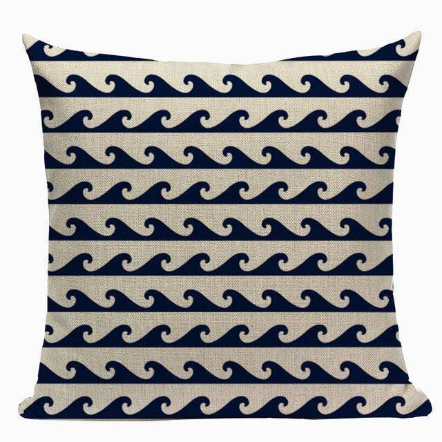 Coussin Bord de Mer Vague Bleue