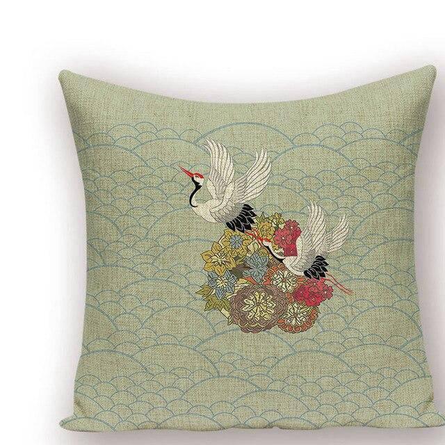 Coussin Japonais Grue en Fleur