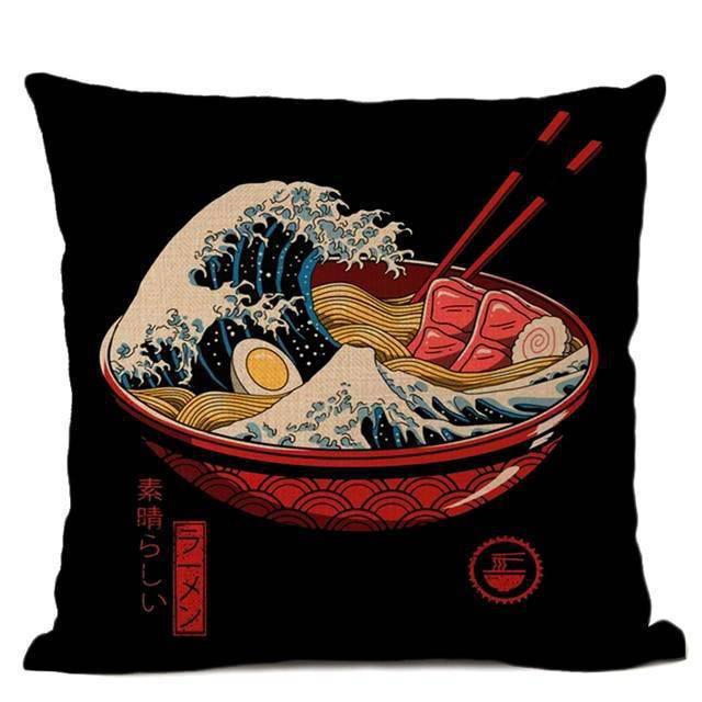 Coussin Japonais Ramen Noir