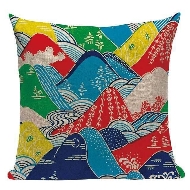 Coussin Japonais Fuji Multicolore
