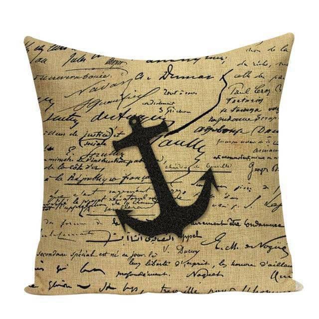 Coussin Bord de Mer Ancre Noire