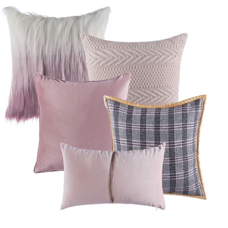 Collection Jacquard Rose 5 coussins