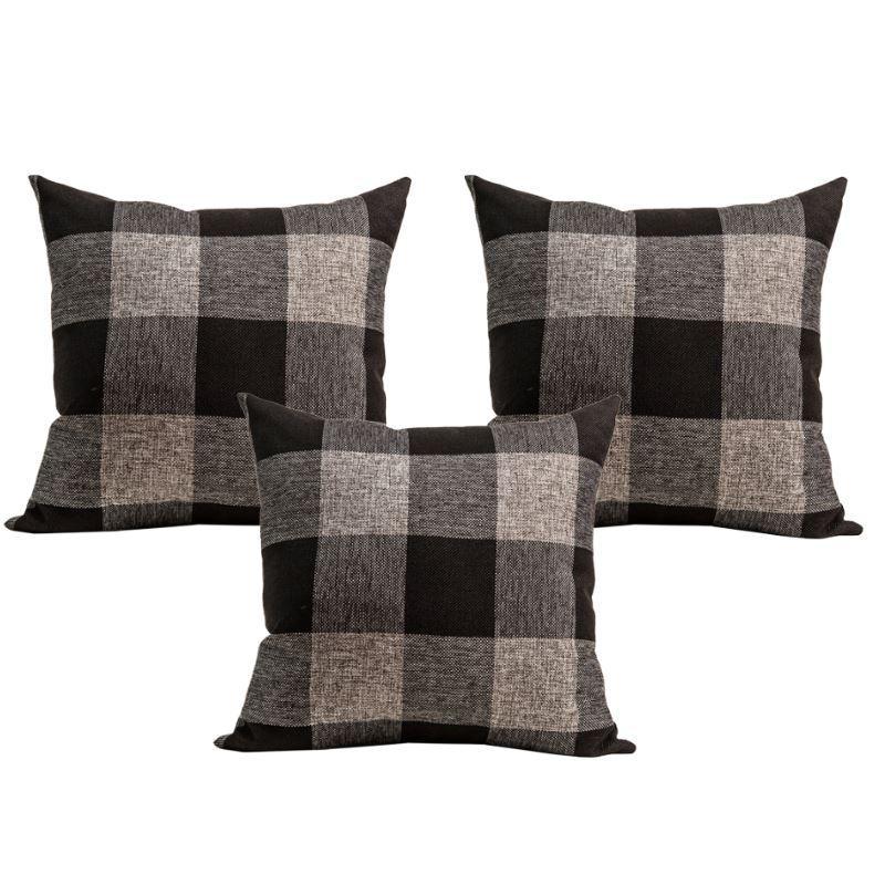 Collection Housse Écossaise 3 coussins marron