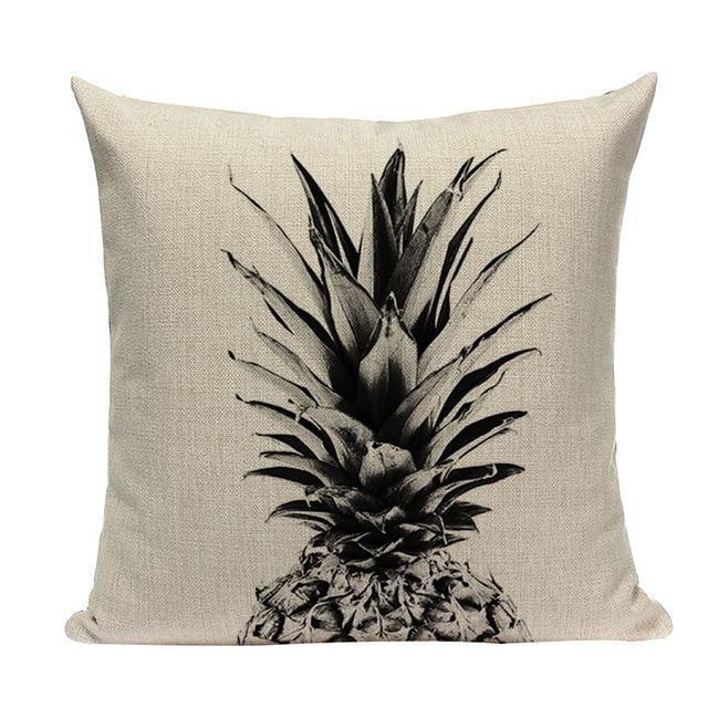 Coussin Ananas Blanc et Noir | Housse Déco
