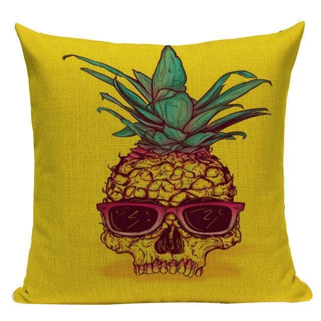 Coussin Ananas Tête de Mort | Housse Déco