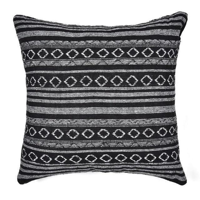 Coussin Bohème Noir et Blanc | Housse Déco