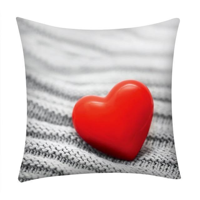 Coussin Carré avec Coeur Gris | Housse Déco