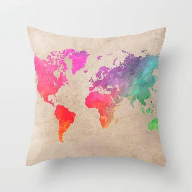 Coussin Carte du Monde | Housse Déco