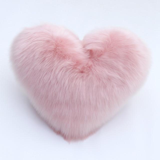 Coussin Coeur Fourrure | Housse Déco