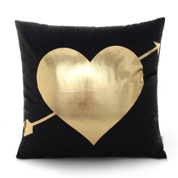Coussin Coeur Noir | Housse Déco
