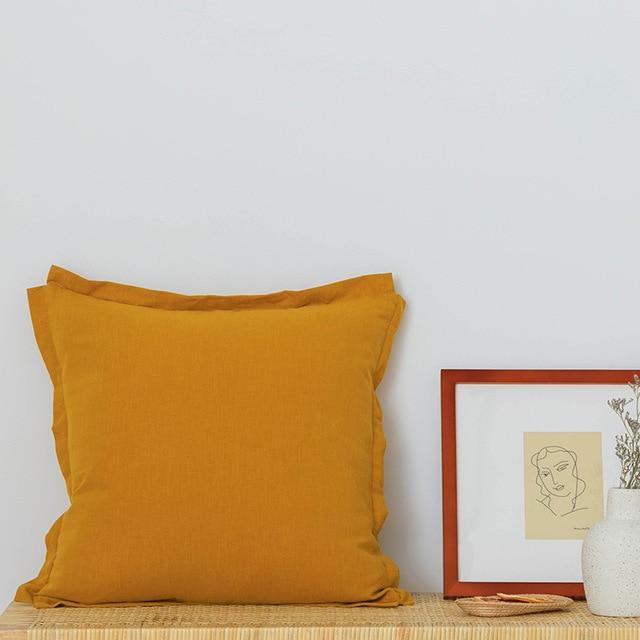 Coussin en lin Jaune Moutarde | Housse Déco