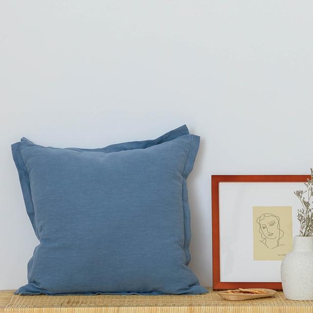 Coussin en lin lavé Bleu | Housse Déco