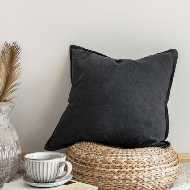 Coussin en lin Noir | Housse Déco