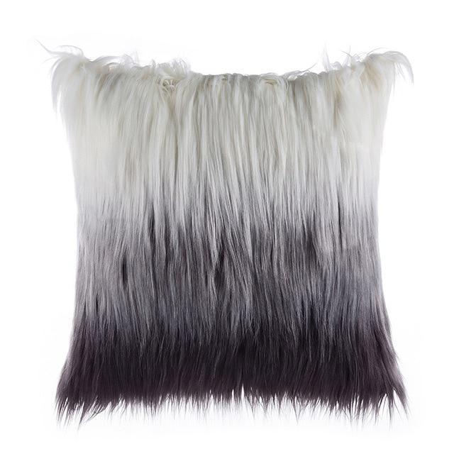 Coussin Fourrure Gris | Housse Déco