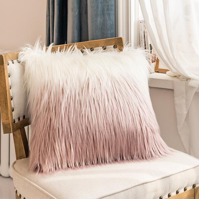 Coussin Fourrure Rose | Housse Déco