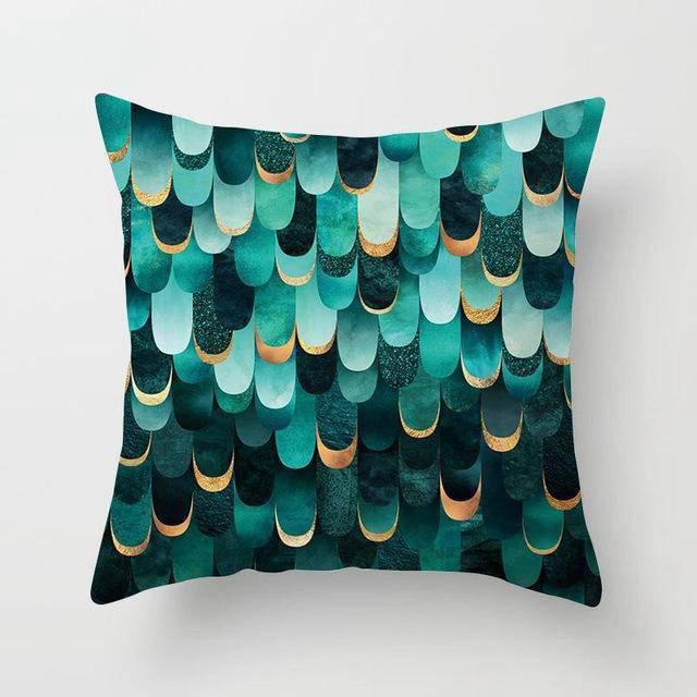 Coussin Geometrique Turquoise | Housse Déco
