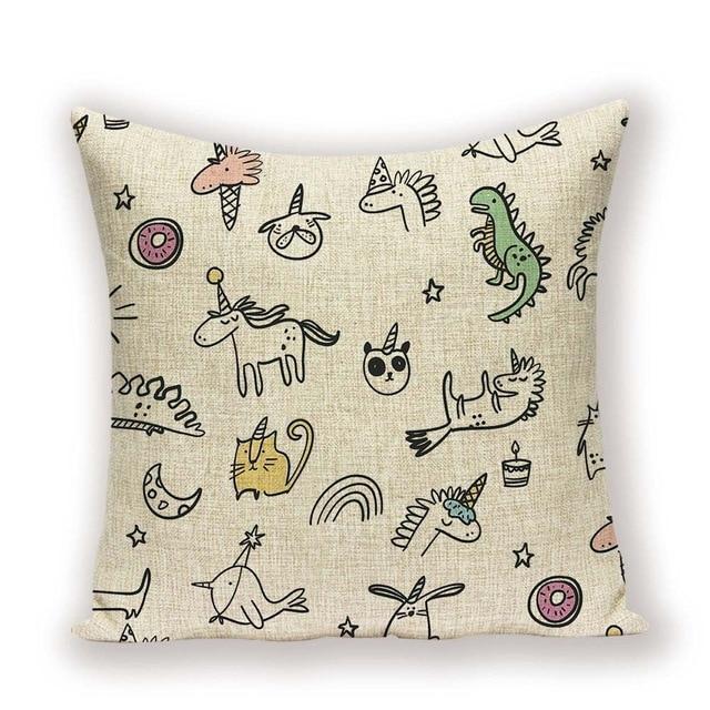Coussin Licorne Gris | Housse Déco