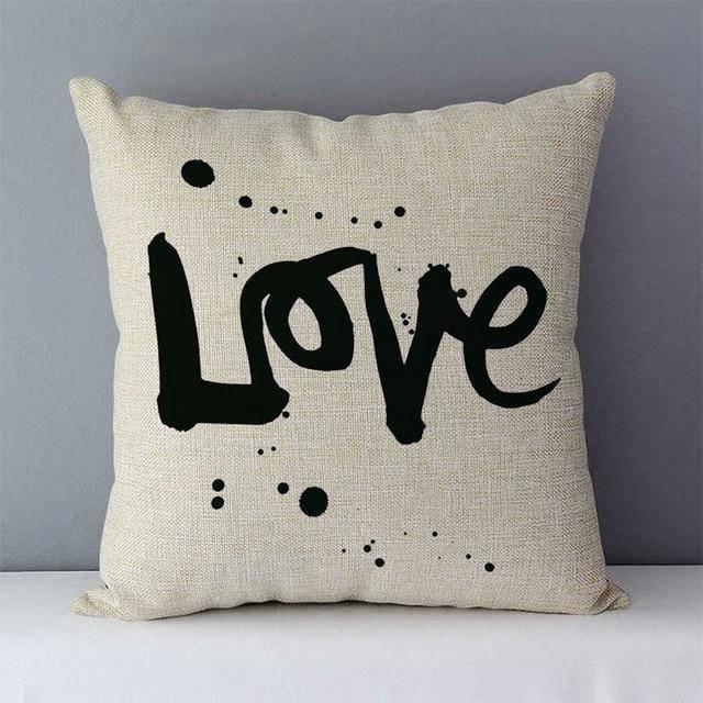 Coussin Love Noir et Blanc | Housse Déco