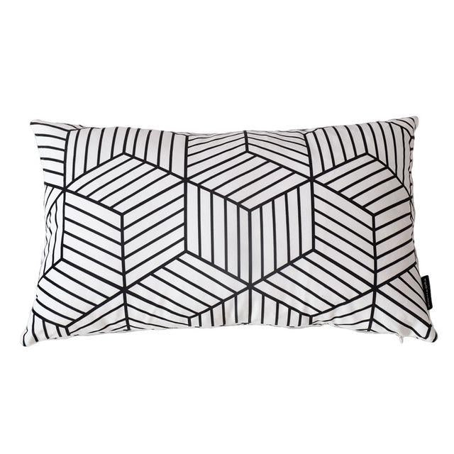 Coussin Rectangulaire Blanc et Noir | Housse Déco