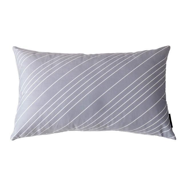 Coussin Rectangulaire Gris et Blanc | Housse Déco