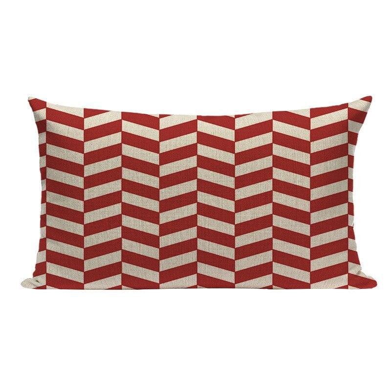 Coussin Rectangulaire Rouge et Blanc | Housse Déco