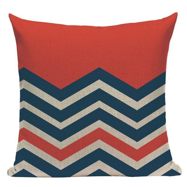 Coussin Scandinave Bleu Rouge | Housse Déco