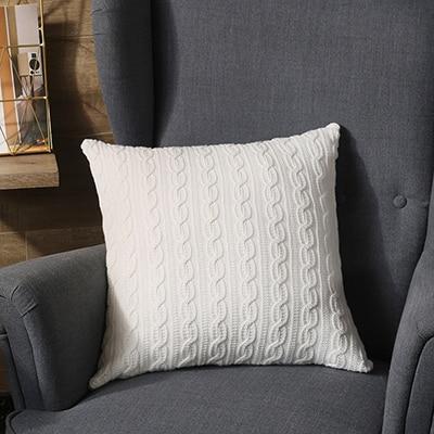 Coussin Tricot Blanc | Housse Déco