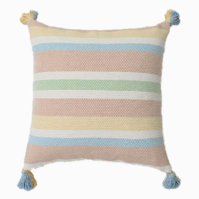 Coussin Tricot et Pompon | Housse Déco