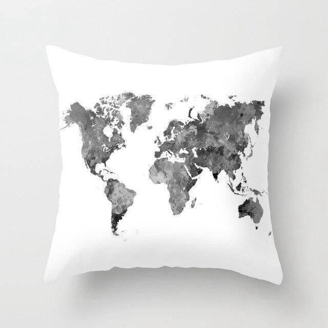 Housse Coussin Carte du Monde | Housse Déco