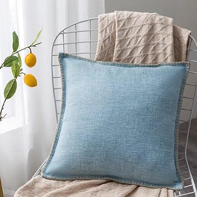 Housse Coussin Lin Bleu | Housse Déco