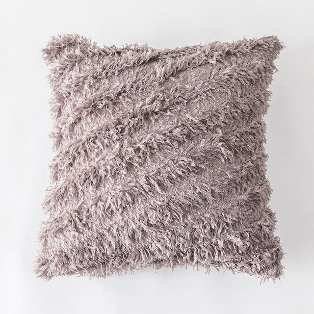 Housse de Coussin Fourrure Gris | Housse Déco