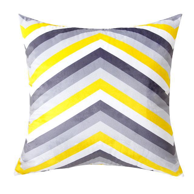 Coussin Geometrique Jaune et Gris | Housse Déco