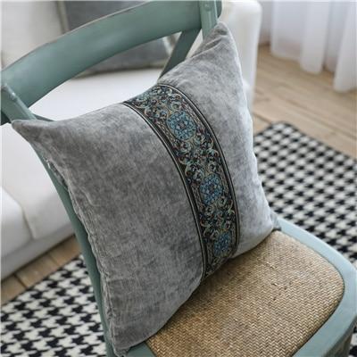 Coussin Velours Broderie | Housse Déco