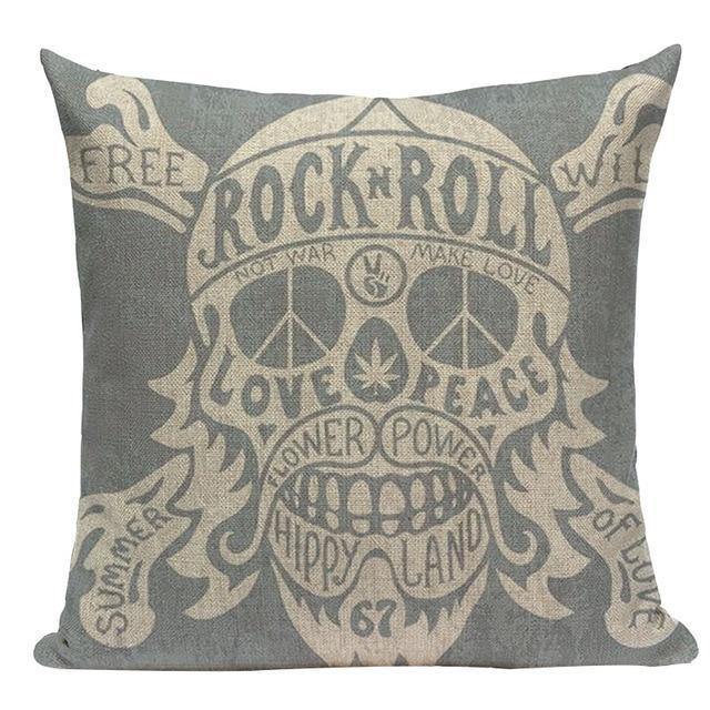 Coussin Tête de Mort Rock