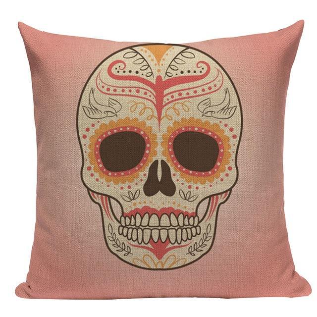 Coussin Tête de Mort Rose