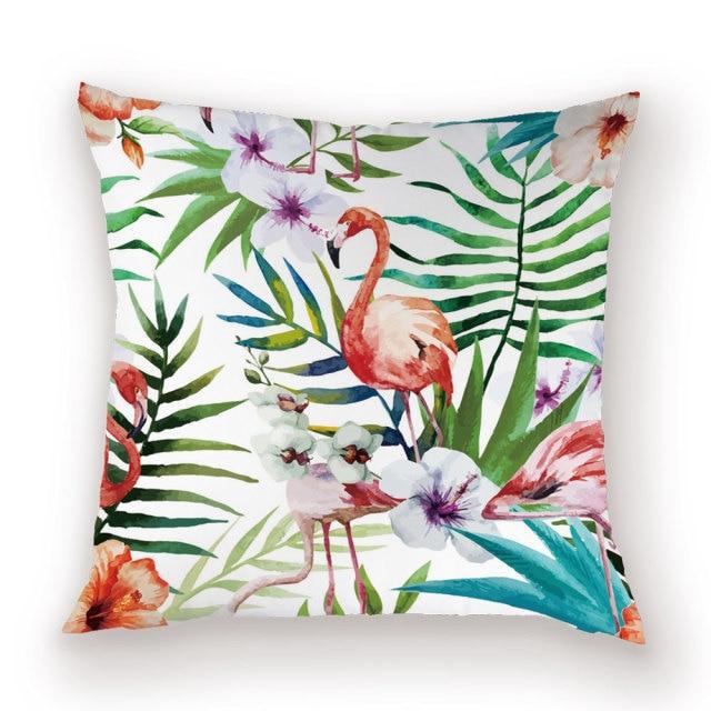 Housse de coussin Flamant Rose Jungle