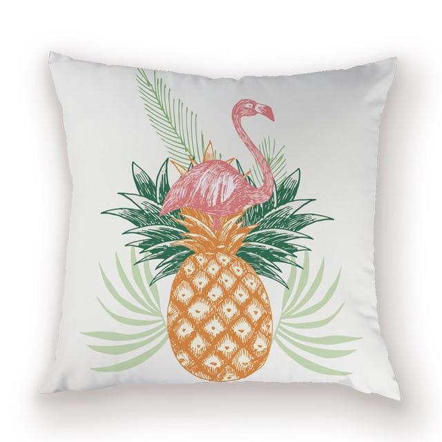 Housse de coussin flamant rose ananas