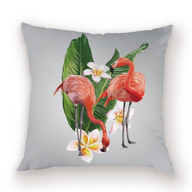 coussin flamant rose gris