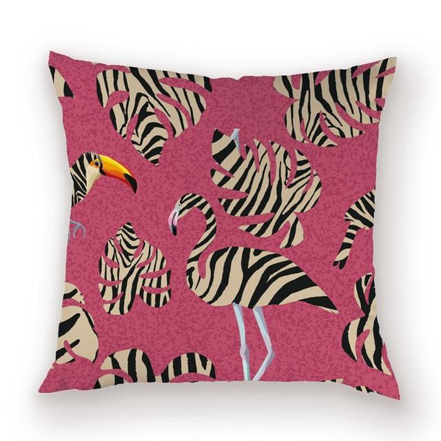 coussin avec flamant rose