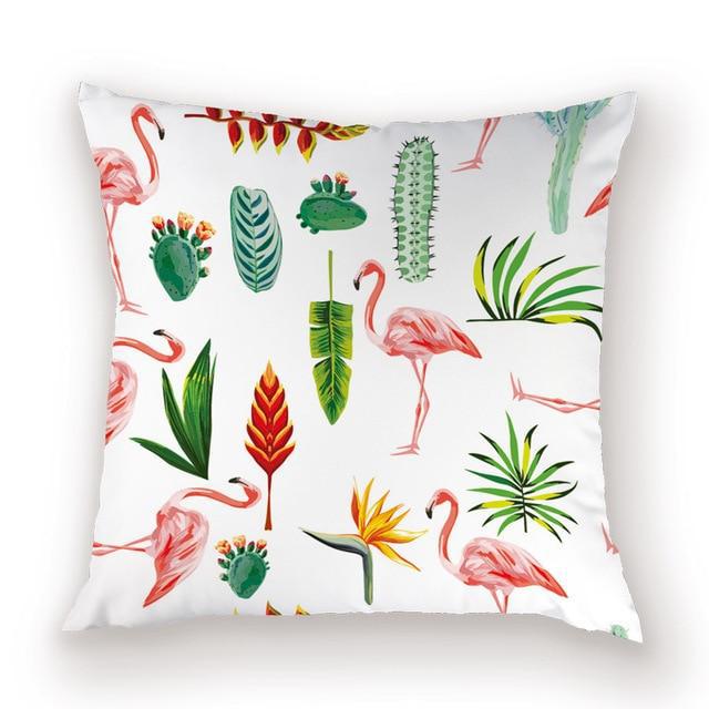 Housse de coussin Flamant Rose Cactus