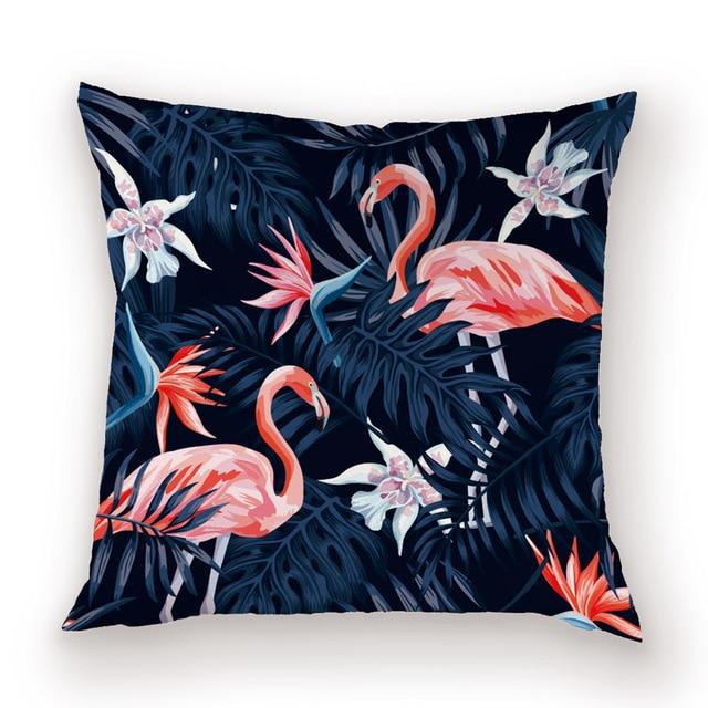 Housse de coussin Flamant Rose Tropical