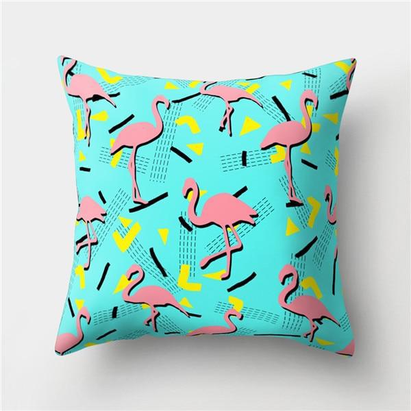 Housse de coussin Flamant Rose Turquoise