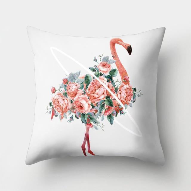 Housse de coussin Flamant Rose Florale