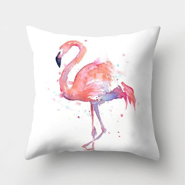 Housse de coussin Flamant Rose Aquarel